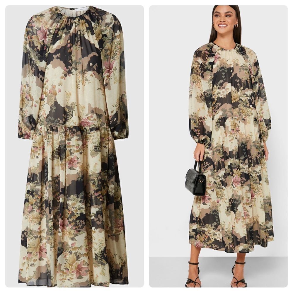 Mango Flowy Floral Printed Dress New